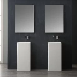 StoneArt Standwaschbecken Waschbecken Freistehend LZ507 Weiß 40x40cm Glänzend -Badmöbel Store bg10193 3124siwsrisllu