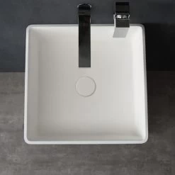 StoneArt Standwaschbecken Waschbecken Freistehend LZ507 Weiß 40x40cm Glänzend -Badmöbel Store bg10193 4sbbey4kmqni33