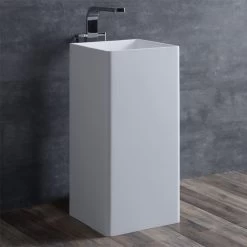 StoneArt Standwaschbecken Waschbecken Freistehend LZ507 Weiß 40x40cm Glänzend -Badmöbel Store bg10193 52mmuzttuccilt