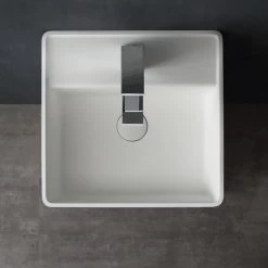 StoneArt Standwaschbecken Waschbecken Freistehend LZ512 Weiß 40x40cm Glänzend -Badmöbel Store bg10199 4vwcxspvibjgat