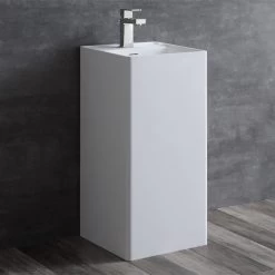 StoneArt Standwaschbecken Waschbecken Freistehend LZ512 Weiß 40x40cm Glänzend -Badmöbel Store bg10199 55gzjj35xuim13