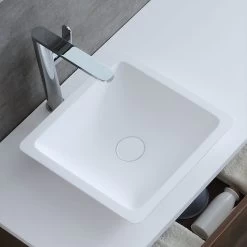 StoneArt Waschbecken LC115 (Mineralguss) Weiß 38x38cm Matt -Badmöbel Store bg10206 4xsepm2oxvgiyp