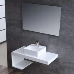 StoneArt Waschbecken LC147 (Mineralguss) Weiß 40x40cm Matt -Badmöbel Store bg10214 5cfpjo37ecpozn