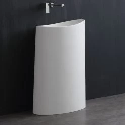 StoneArt Standwaschbecken Waschbecken Freistehend LZ503 Weiß 60x37cm Glänzend -Badmöbel Store bg10254 5nyltro7ssfcga