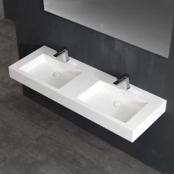 StoneArt Waschbecken LP4514 (Mineralguss) Weiß 140x48 Glänzend -Badmöbel Store bg10263 4i0mltqkf59etc