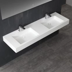 StoneArt Waschbecken LP4516 (Mineralguss) Weiß 160x48 Glänzend -Badmöbel Store bg10265 52dvrvsu177zay