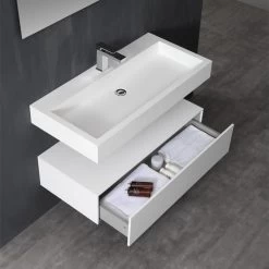 StoneArt Badmöbel-Set LP4510 Weiß 100x48cm Glänzend -Badmöbel Store bg10288 3pnruzdl6x4kxe