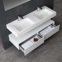 StoneArt Badmöbel-Set LP4514 Weiß 140x48cm Glänzend -Badmöbel Store bg10292 3nyhh9lk36bliy