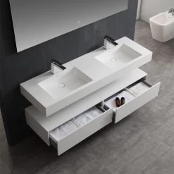 StoneArt Badmöbel-Set LP4516 Weiß 160x48cm Glänzend -Badmöbel Store bg10294 37almkqx7rifz6