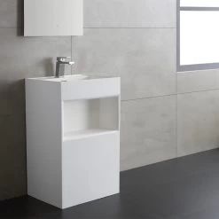 StoneArt Standwaschbecken Waschbecken Freistehend LZ517 Weiß 50x45cm Matt -Badmöbel Store bg10422 5xhc59bahb5tsz