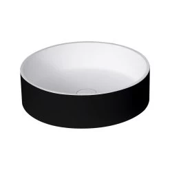 StoneArt Waschbecken LC112 (Mineralguss) Schwarz-weiß 45x45cm Matt