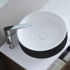 StoneArt Waschbecken LC112 (Mineralguss) Schwarz-weiß 45x45cm Matt -Badmöbel Store bg10580 4qcjbm1841bogo