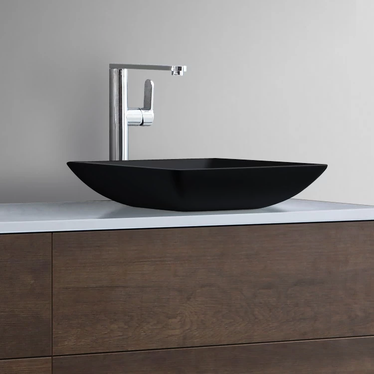 StoneArt Waschbecken LC115 (Mineralguss) Schwarz 38x38cm Matt 3 StoneArt Waschbecken LC115 (Mineralguss) Schwarz 38x38cm Matt – Bild 3