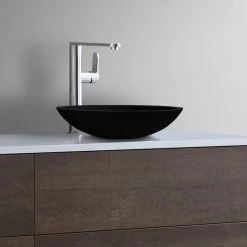 StoneArt Waschbecken LC116 (Mineralguss) Schwarz 38x38cm Matt -Badmöbel Store bg10584 32pgklkguuhkfs