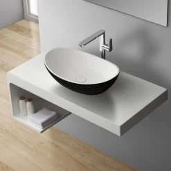 StoneArt Waschbecken LC149 (Mineralguss) Schwarz-weiß 56x35cm Matt 7 StoneArt Waschbecken LC149 (Mineralguss) Schwarz-weiß 56x35cm Matt -Badmöbel Store bg10591 4dobcsbw3scczw