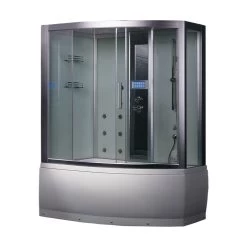 EAGO Dampfdusche DA328HF8 Weiß 150x100 Links