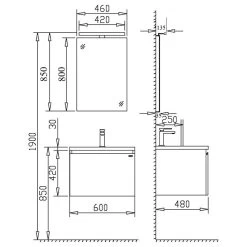 StoneArt Badmöbel-Set Milano ME-0600 Dunkelgrau 60x45 -Badmöbel Store bg13056 10ucz9ub9s7gou6