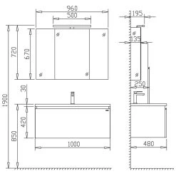 StoneArt Badmöbel-Set Milano ME-1000 Dunkelgrau 100x45 -Badmöbel Store bg13060 10krrbnibcjm6z2