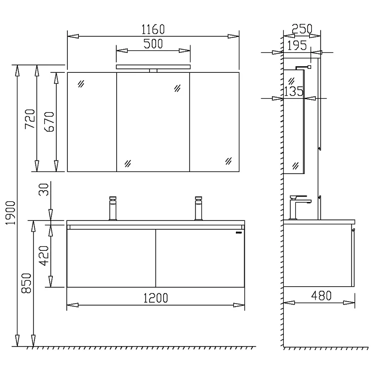 StoneArt Badmöbel-Set Milano ME-1200 Weiß 120x45 10 StoneArt Badmöbel-Set Milano ME-1200 Weiß 120x45 – Bild 10