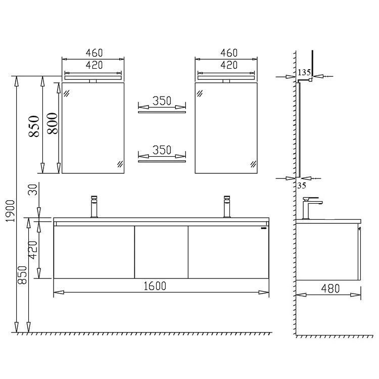 StoneArt Badmöbel-Set Milano ME-1600 Weiß 160x45 10 StoneArt Badmöbel-Set Milano ME-1600 Weiß 160x45 – Bild 10