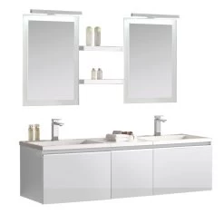 StoneArt Badmöbel-Set Milano ME-1600 Weiß 160x45