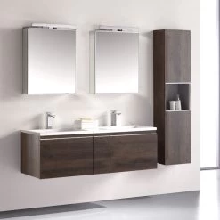 StoneArt Badmöbel-Set Milano ME-1400-1 Eiche Dunkel 140x45 -Badmöbel Store bg14321 3wi0vohjpye2vr