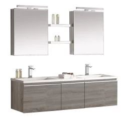 StoneArt Badmöbel-Set Milano ME-1600-1 Eiche Hell 160x45