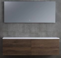 StoneArt Badmöbel-Set Brugge BU-1601pro Eiche Dunkel 160x50 -Badmöbel Store bg14400 4vfxubzmqugk50