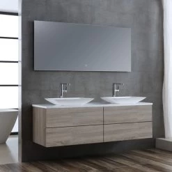 StoneArt Badmöbel-Set Brugge BU-1601pro-1 Eiche Hell 160x50 -Badmöbel Store bg14405 3doq72okvjoggf