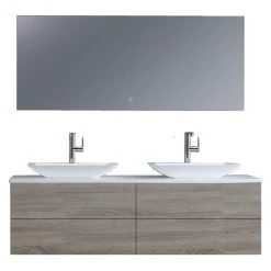 StoneArt Badmöbel-Set Brugge BU-1601pro-1 Eiche Hell 160x50 -Badmöbel Store bg14405 5gnpaqgy4881gr