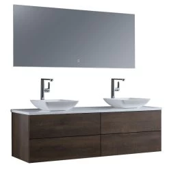 StoneArt Badmöbel-Set Brugge BU-1601pro-2 Eiche Dunkel 160x50