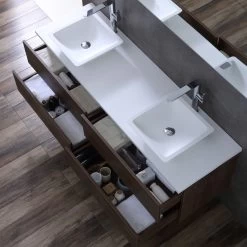 StoneArt Badmöbel-Set Brugge BU-1601pro-2 Eiche Dunkel 160x50 -Badmöbel Store bg14409 6nrb6looyfgtuq