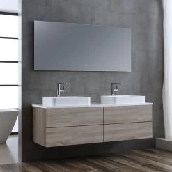 StoneArt Badmöbel-Set Brugge BU-1601pro-5 Eiche Hell 160x50 -Badmöbel Store bg14421 3gab3bv3onop0y