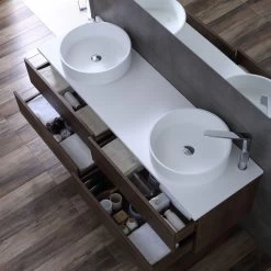 StoneArt Badmöbel-Set Brugge BU-1601pro-6 Eiche Dunkel 160x50 -Badmöbel Store bg14424 6sn2ubdhnd4t5y