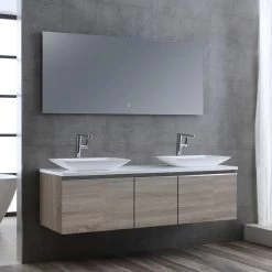 StoneArt Badmöbel-Set Milano ME-1600pro-1 Eiche Hell 160x45 -Badmöbel Store bg14433 3ifjdnrcenxdwi