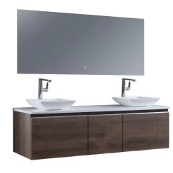 StoneArt Badmöbel-Set Milano ME-1600pro-2 Eiche Dunkel 160x45