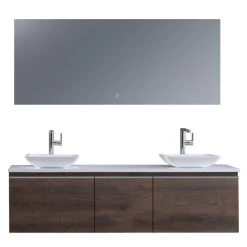 StoneArt Badmöbel-Set Milano ME-1600pro-2 Eiche Dunkel 160x45 -Badmöbel Store bg14436 5gvop41x1blhdv