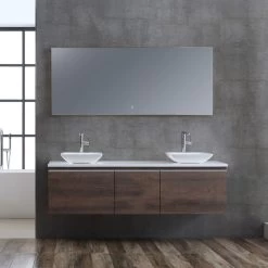 StoneArt Badmöbel-Set Milano ME-1600pro-2 Eiche Dunkel 160x45 -Badmöbel Store bg14436 7tihadfwpibscs