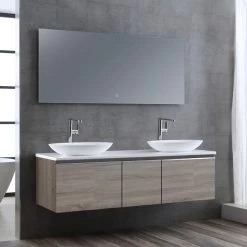 StoneArt Badmöbel-Set Milano ME-1600pro-3 Eiche Hell 160x45 -Badmöbel Store bg14441 3peyrirkkhwrxe