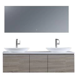 StoneArt Badmöbel-Set Milano ME-1600pro-3 Eiche Hell 160x45 -Badmöbel Store bg14441 5ifpufueh7phaw