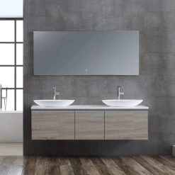 StoneArt Badmöbel-Set Milano ME-1600pro-3 Eiche Hell 160x45 -Badmöbel Store bg14441 78opvevcbswvfo