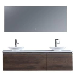 StoneArt Badmöbel-Set Milano ME-1600pro-4 Eiche Dunkel 160x45 -Badmöbel Store bg14444 5tspkjkdbbq144