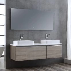 StoneArt Badmöbel-Set Milano ME-1600pro-5 Eiche Hell 160x45 -Badmöbel Store bg14449 3ppqyus8hadmhs