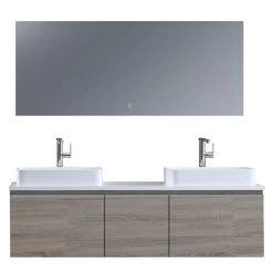 StoneArt Badmöbel-Set Milano ME-1600pro-5 Eiche Hell 160x45 -Badmöbel Store bg14449 5za0n5x1nltva2