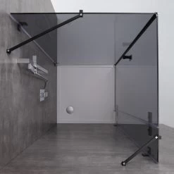 AWT Duschabtrennung LAS1000-B Schwarz 100x100 Links -Badmöbel Store bg14470 32465knqolse46uw6v