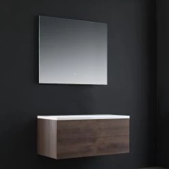 StoneArt Badmöbel-Set Brugge BU-1001pro Eiche Dunkel 100x50 -Badmöbel Store bg14515 3tne8hljrpuw8e