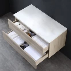 StoneArt Badmöbel-Set Brugge BU-1001pro Eiche Dunkel 100x50 -Badmöbel Store bg14515 4d3keipfi0rpg2