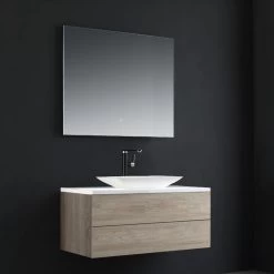 StoneArt Badmöbel-Set Brugge BU-1001pro-1 Eiche Hell 100x50 -Badmöbel Store bg14516 3iivygg4taznqa