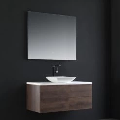 StoneArt Badmöbel-Set Brugge BU-1001pro-2 Eiche Dunkel 100x50 -Badmöbel Store bg14523 3crt1fxcygxzjc