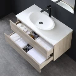 StoneArt Badmöbel-Set Brugge BU-1001pro-3 Eiche Hell 100x50 -Badmöbel Store bg14528 6pvuydeeqsfv8x